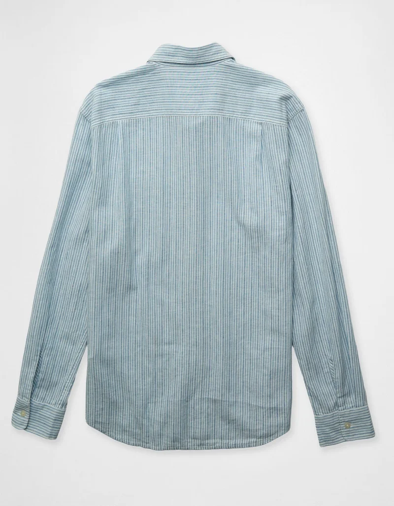 American Eagle  AE Everyday Button-Up Linen Shirt for Men | Best Price UAE